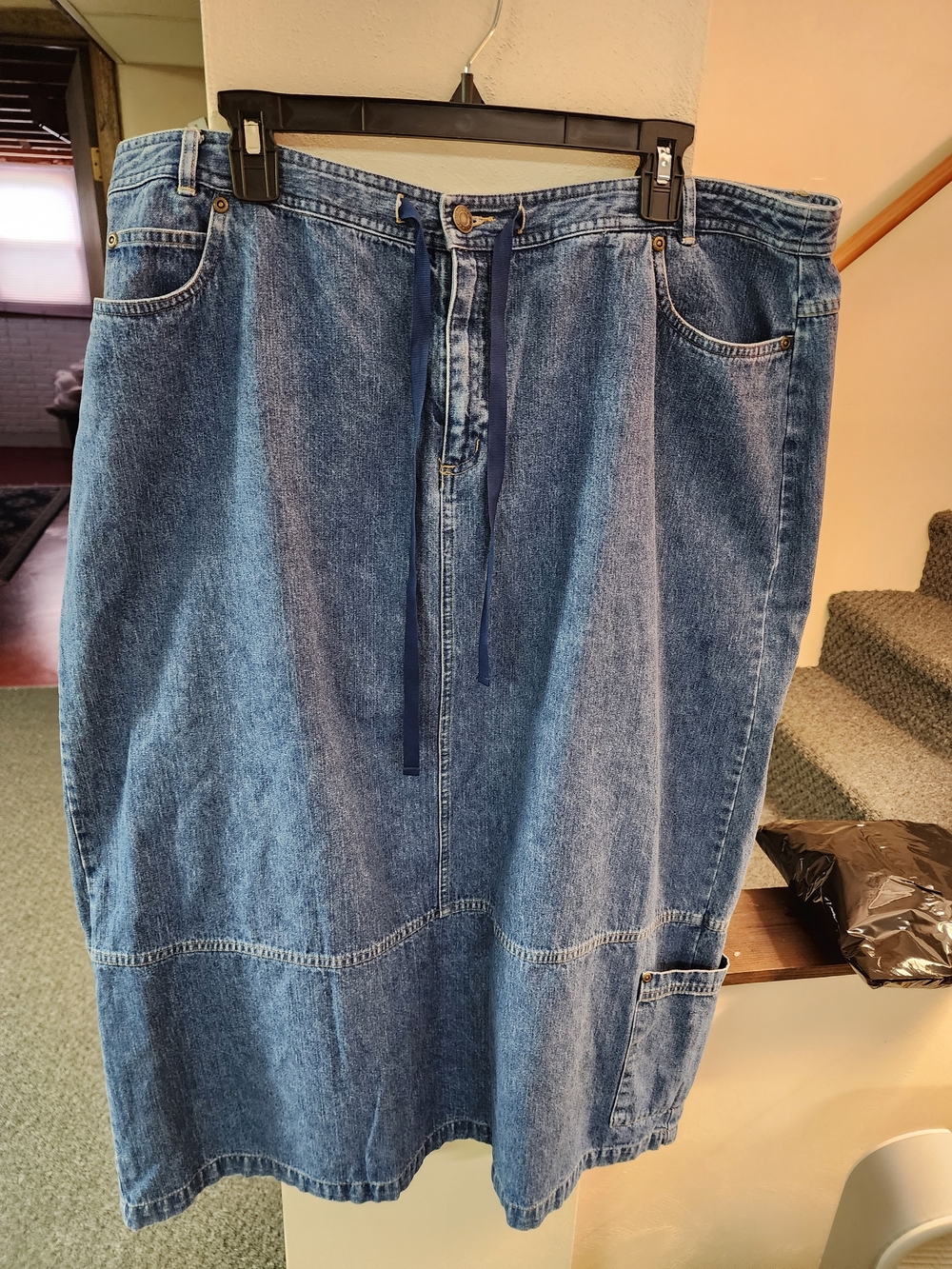 CJ Banks Relaxed Blue Denim Jean Skirt with Drawstring Sz 20